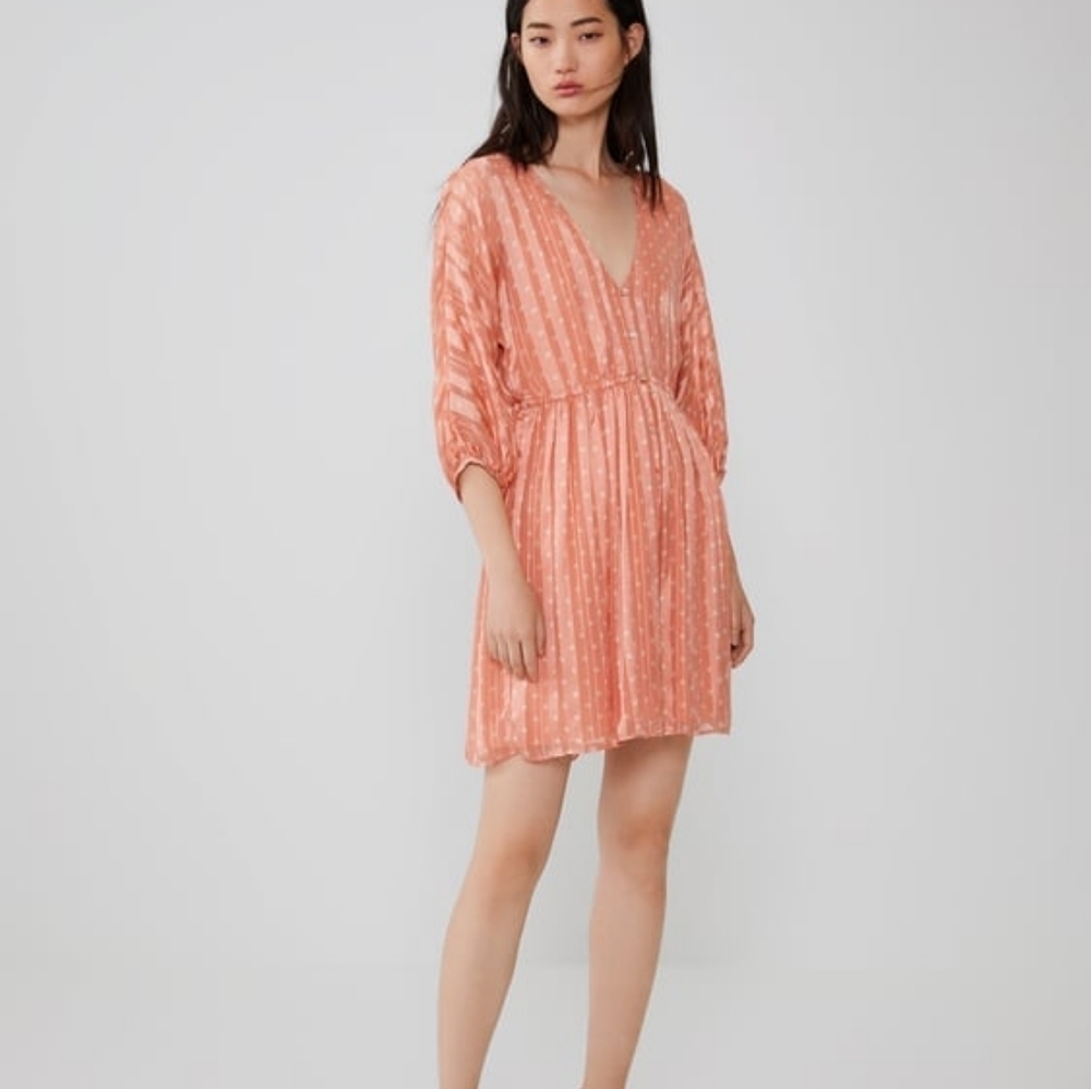 Zara Salmon Mini Polka Dot Dress